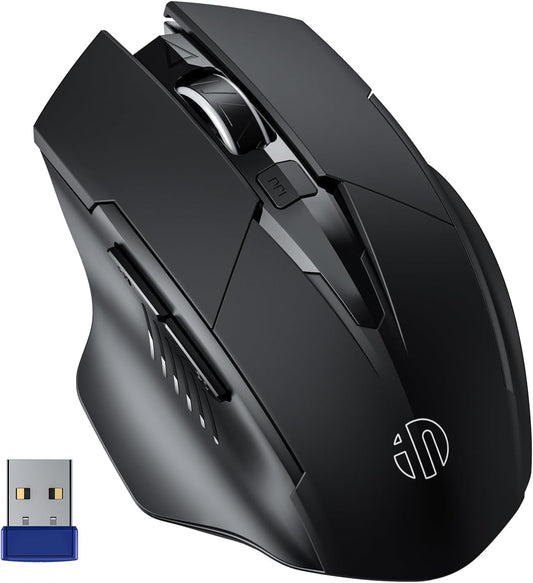 Wireless Mouse Rechargeable, 700Mah, with USB Receiver, 6 Buttons, Ergonomic for Laptop, Computer, Mac, PC Etc.