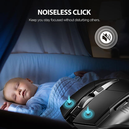 Wireless Mouse Rechargeable, 700Mah, with USB Receiver, 6 Buttons, Ergonomic for Laptop, Computer, Mac, PC Etc.